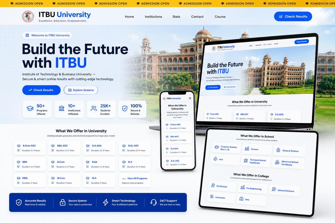 ITBU University — Education • Portal project by Clyrix Digital