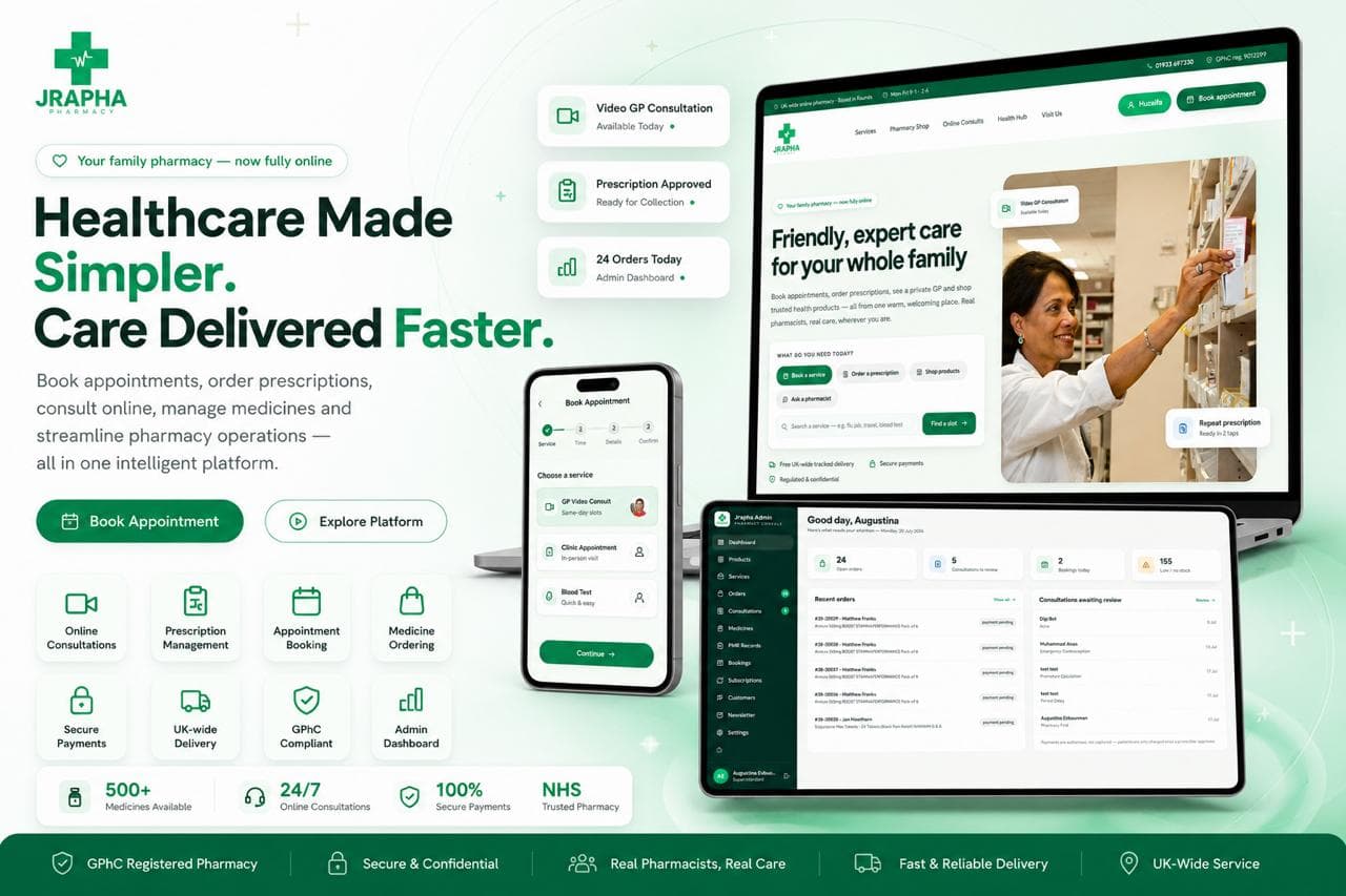 Jarapha Pharmacy — E-commerce • Health project by Clyrix Digital
